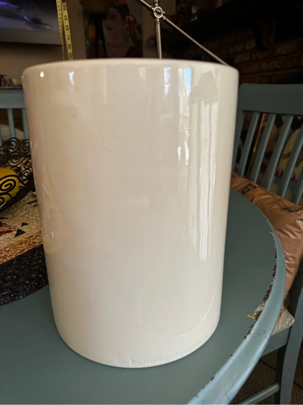 Cookie Canister with Yellow Lid - White Ceramic Cookie Jar